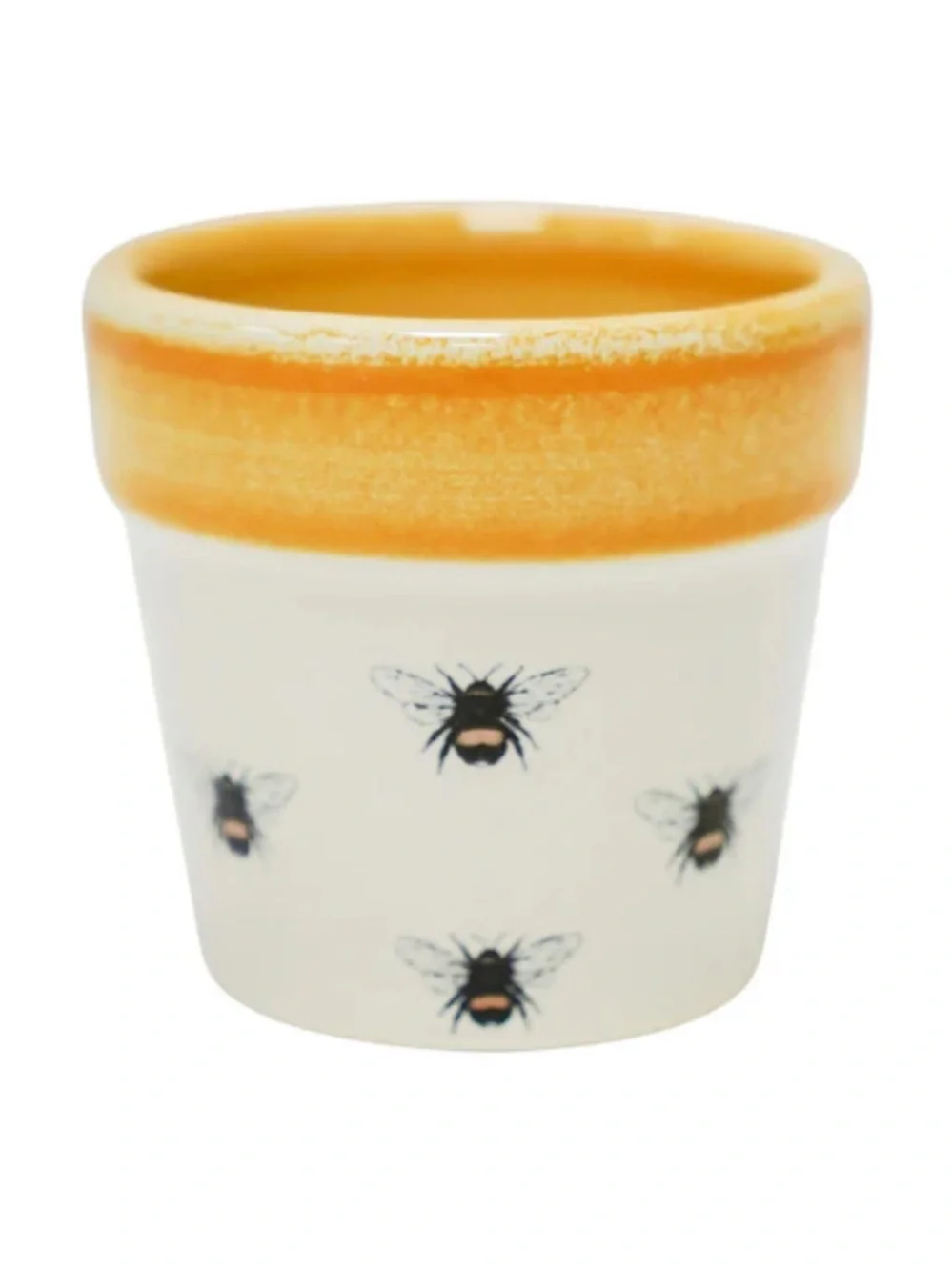 NWOT Allen + Roth Yellow Bumblebee Glazed Ceramic Cacti Round Indoor Planter
